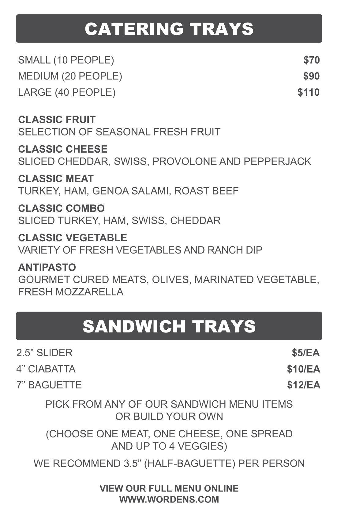 Catering Worden's Market and Deli